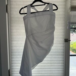 ZARA ASYMMETRICAL WHITE TIE UP TOP IN WOMENS SIZE MEDIUM